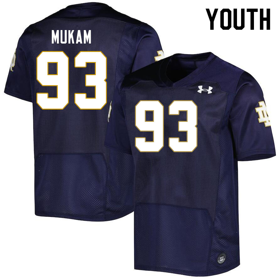 Youth #93 Armel Mukam Notre Dame Fighting Irish College Football Jerseys Stitched Sale-Navy